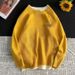 Men’s Layered Knit Sweater – Oversized Drop Shoulder Pullover With Mock Two-Piece Design, Streetwear Style Casual Ribbed Hem_viptrois.com