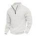 25 Cross-border Autumn And Winter American Heavy-duty Small Square Simple Casual Men's Loose Stand-up Collar Half-zipper Bottoming Shirt Sweater_viptrois.com