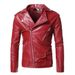 Casual Men Jacket Slim Fit PU Leather Solid Color Coat With Diagonal Zipper Belt Adjustment Windproof Coat For Daily Wear_viptrois.com