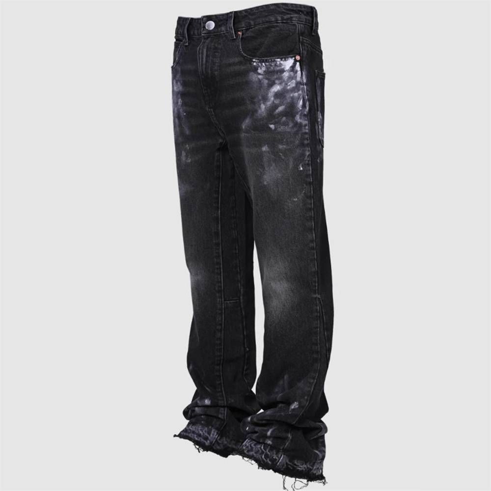 2025 High Quality European-USA Style Fashion Elasticity Jeans Men's Mid Waist Water Washing Vintage Casual Straight Type Denim Long Pants_viptrois.com