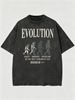 Vintage Washed "EVOLUTION" Human Graphic Cotton T-Shirt Men's Casual Streetwear Tee_viptrois.com