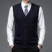 Men's Wool Blend Sleeveless Cardigan Vest Slim Fit Single-Breasted Knit Sweater For Casual Business Wear (Light Gray, Wine Red, Navy, Dark Gray)_viptrois.com
