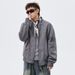 Men's Clothing Men's Distressed Color Baseball Jacket – Oversized Workwear Style, Breathable Polyester, Zip-Up Casual Coat (Black/Army Green/Gray)_viptrois.com