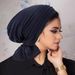 New Solid Color Crystal Linen Four Bar Long Tail Headscarf Chemotherapy Hat, Women's Hat_viptrois.com