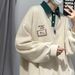 Men's Waffle Knit Polo Shirt Trendy Loose Retro Casual Collared Jacket Spring Fashion For Men_viptrois.com