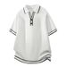 Summer Preppy Style Knitted Polo Shirt Men's Short Sleeve Collared Color Blocked Breathable Casual Loose Top Trendy New Arrival 2026_viptrois.com