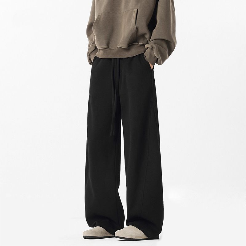 Men's Streetwear Cargo Joggers – Heavyweight Drop-Crotch Sweatpants With Utility Pockets & Tapered Cuff (Black, Olive, Stonewash)_viptrois.com