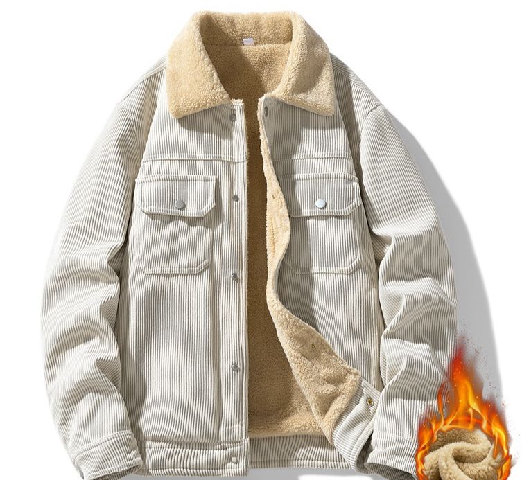 Men's Clothing 2024 new lambskin collar corduroy men's jacket men's winter warm loose versatile cotton jacket men_viptrois.com