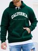 Men's Autumn And Winter Casual Fashionable Loose Hooded Sweatshirt With California Letter Pattern Printed Warm Long Sleeved Pullover_viptrois.com