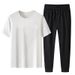 Men's Clothing Men's Ice Silk Short Sleeved Suit Sports Casual Trendy Set T-Shirt And Trousers For Formal & Casual_viptrois.com
