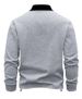 Men's Autumn Fashion Long-Sleeve Hoodie | Korean-Style Turn-Down Collar Pullover Sweatshirt | Lightweight Fleece Lining (Black/Navy/Beige/Gray)_viptrois.com