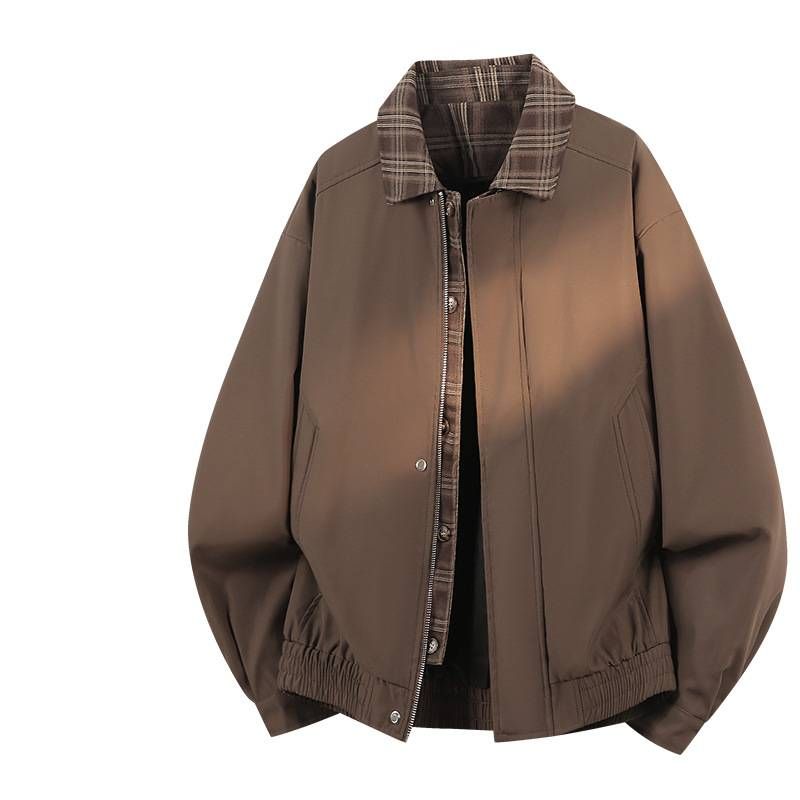 Men's Clothing Fake Two Piece Jacket Men's Spring And Autumn Plaid Lapel Motorcycle Clothing Street Loose Coat Cleanfit Casual Tops_viptrois.com