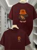 100% Pure Cotton Men's Summer Fashion Short Sleeved Cute Backpack Bear Pattern Printed Casual Slim Fit Versatile T-shirt Top_viptrois.com