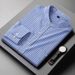 Men's Clothing Plus Size Long Sleeved Stand Up Collar Striped Shirt Men's Spring And Autumn New Fat Guy Fat Brother Large Loose Casual Shirt Trend_viptrois.com