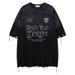 Men's Clothing American Retro National Fashion Brand Distressed Short Sleeved T Shirt Men's Summer 2025 New Oversize Loose Cut Top_viptrois.com