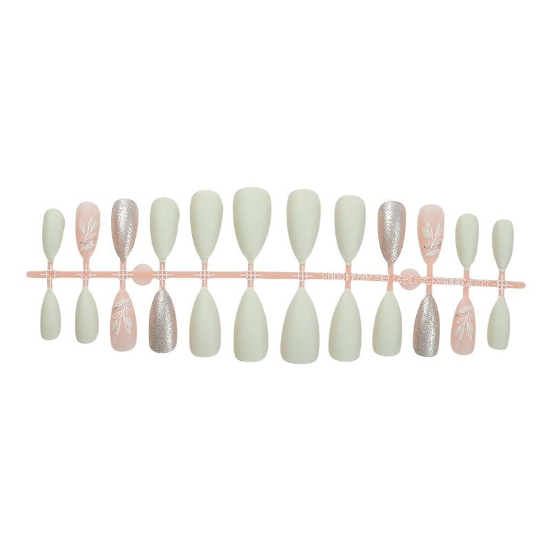 European And American Gold Leaf Nail Patches Wearable Nail Glitter Gradient Ins Nail Art Pieces Removable False Nails_viptrois.com