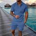 Men's Summer Casual Beach Set With 3D Digital Print & Button Detail – Short Sleeve Knit Top & Shorts – Lightweight Polyester Blend (S-XXXL, )_viptrois.com
