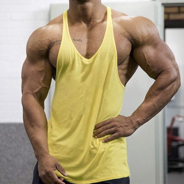 Men's Clothing Summer Sports Leisure Fitness Running Cotton Vest Thin Strap Solid Color Vest Men_viptrois.com
