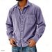 Men's Striped Corduroy Shirt Non-Iron Wrinkle Free Business Casual Long Sleeve Classic Fit Solid Pattern Button-Up Dress Shirt_viptrois.com