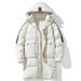 Men's Clothing White Duck cotton Casual Medium And Long Solid Color Warm Top Jacket_viptrois.com