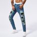 Men's Clothing Men's Ripped Jeans, Patch Men's Hip Hop Street Trend Youth Denim Trousers Tik Tok Cross Border Jeans_viptrois.com