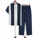 Men's Summer Sportswear Casual Everyday round Neck Color Blocked Two Piece Set Short Sleeved Shirt And Trousers Wholesale_viptrois.com