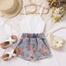 Mother & Kids Cross-border Cute Girls Jumpsuit Suspender Pit Denim Print Suit Wholesale Dropshipping_viptrois.com