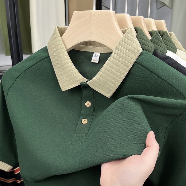Men's Clothing New Fashion Casual Simple Lapel Men's T Shirt_viptrois.com