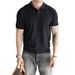 Men's Slim Fit V-Neck Polo Shirt – Breathable & Moisture-Wicking Summer Knit (Black/White/Grey/Beige/Army Green/Blue)_viptrois.com
