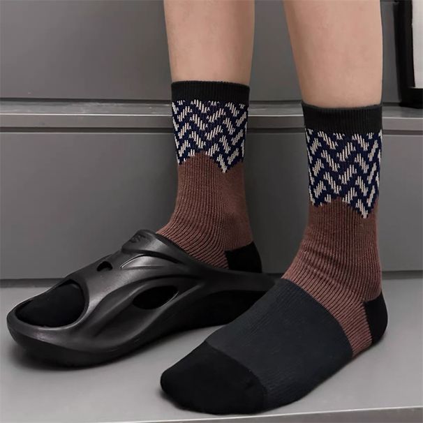 Retro Striped & Checkered Crew Socks – Soft Cotton Double Needle Knit – Breathable & Comfortable – Vintage Style – Stackable Design – Multiple Colors_viptrois.com
