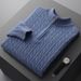 Pure 2022 Autumn Winter New Wool Men's Half Turtleneck Thick Jacquard Zipper Twist Pattern Loose Plus Size Sweater_viptrois.com