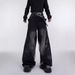 Men's Clothing Autumn And Winter New Black Washed Straight Jeans For Men High Street Vibe Street Design Pants_viptrois.com