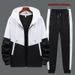 Men's Hooded Tracksuit Set – Long Sleeve Zip-Up Hoodie & Jogger Pants (S-4XL, White/Yellow/Blue)_viptrois.com