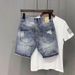2024 New Brand Internet Famous Ripped Denim For Men's Summer Korean Version Trendy And Cool Slim Fit Five Inch Shorts_viptrois.com