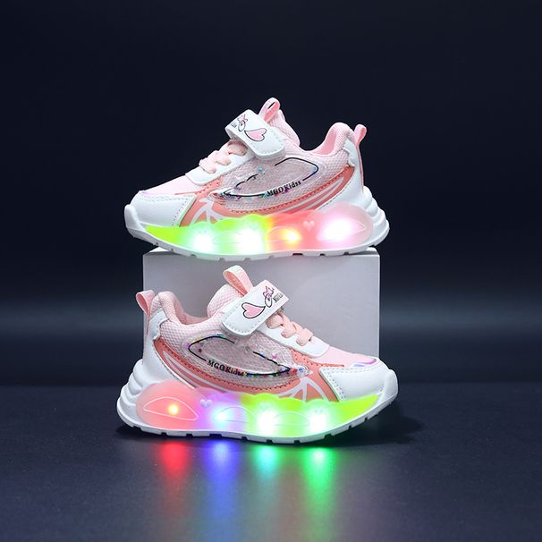 Spring And Autumn New 2025 Children's Sports Shoes Net Beaded LED Luminous Children's Shoes 1 6 Years Old Girls Sports Shoes Casual Shoes_viptrois.com