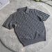 Men's Clothing Polo Collar Short Sleeved Twisted Knit Sweater New Spring And Summer Retro Texture Light Mature Style Black Ribbed Simple Top_viptrois.com