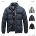 Winter New Men's Cotton Jacket Short Stand Collar Casual Coat Thickened Warm Down Cotton Jacket Solid Color Bread Jacket_viptrois.com
