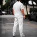Men's Clothing Summer Lapel Solid Color Short Sleeve Button Trousers Men's Casual Shirt Men_viptrois.com