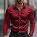 Men's Geometric Print Long Sleeve Shirt - Abstract Art Formal Casual Button Down With 3d Effect Buttons, Stretch Comfort Fit_viptrois.com