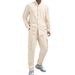 European And American Beach Leisure Loose Linen Sports Suit Men's Long Sleeved Stand Up Collar Shirt Trousers Overalls Leggings_viptrois.com