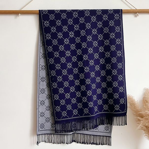 Unisex Scarf Fashion Simple Jacquard Strip Scarf Long Tassel High-grade Grey Shawl_viptrois.com