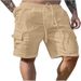 Men's Cotton-Linen Work Shorts - Breathable Outdoor Drawstring Waist With Multiple Pockets, Loose Fit Casual Shorts_viptrois.com