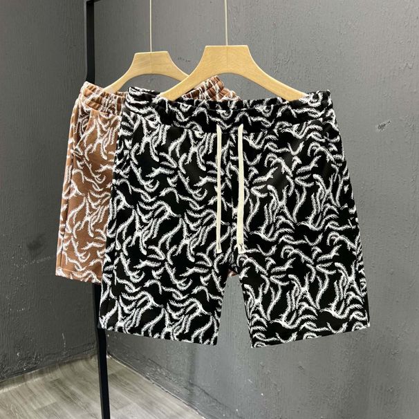 Unisex Summer Floral Print Shorts High Street Fashion Casual Straight Cut 5-Inch Inseam Beach Shorts Loose Fit_viptrois.com
