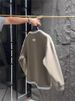 "Men's Heavyweight Faux Two-Layer Sweatshirt – Crew Neck Relaxed Fit Fleece Lined Pullover, Autumn Casual Solid Color Top (Black/Khaki, M-4XL)"_viptrois.com