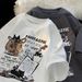 Neue Männer Frauen T Shirt Pullover Oversize Koreanische Version Cartoon Katze Gruppe Gedruckt T-Shirt Casual Kurzarm Paare T-Shirt_viptrois.com