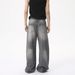 Men's Clothing American Cleanfit Retro High Street Wide Leg Straight Leg Versatile Whitened Jeans Trend_viptrois.com