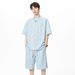 Men's Clothing Men's Ripped Summer Sports Set Thin Casual Trendy Short Sleeved Shorts With Cool Stylish Design_viptrois.com