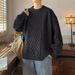 Pure Round Neck Winter Men Teenagers, Fleece-Lined And Thickened Knitwear, Stylish Cable Knit Loose-Fit Warm Sweater For_viptrois.com