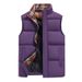 Men's Winter Vest With Stand Collar, Thickened Warm Sleeveless Jacket, Solid Color Casual Layering Piece For Big & Tall (Black/White/Purple/Red)_viptrois.com