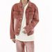 Men's clothing vintage vintage brick red denim jacket patchwork trouser suit_viptrois.com